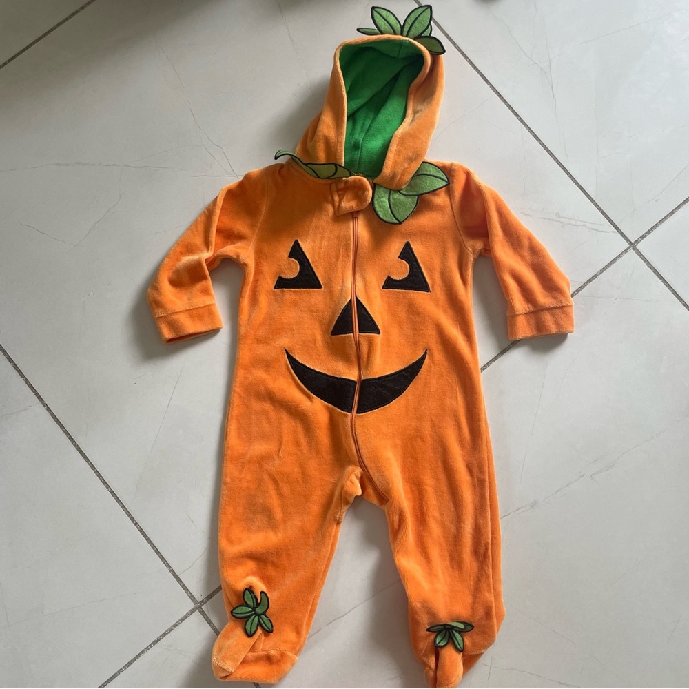 Baby Gear Orange and Green Pumpkin Halloween Costume - 6-9 months
